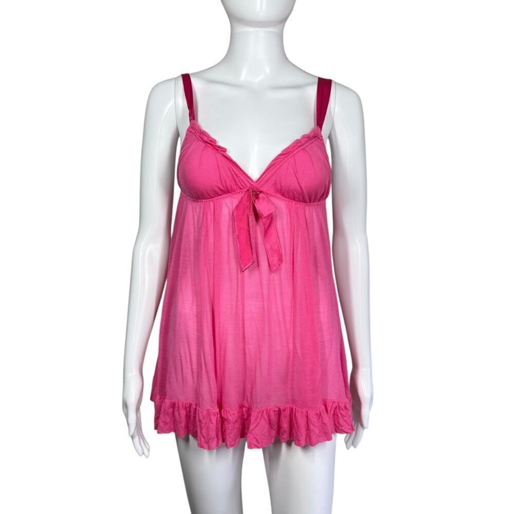 y2k Victoria's Secret Hot Pink Sheer Chemise Nightie Lingerie Medium